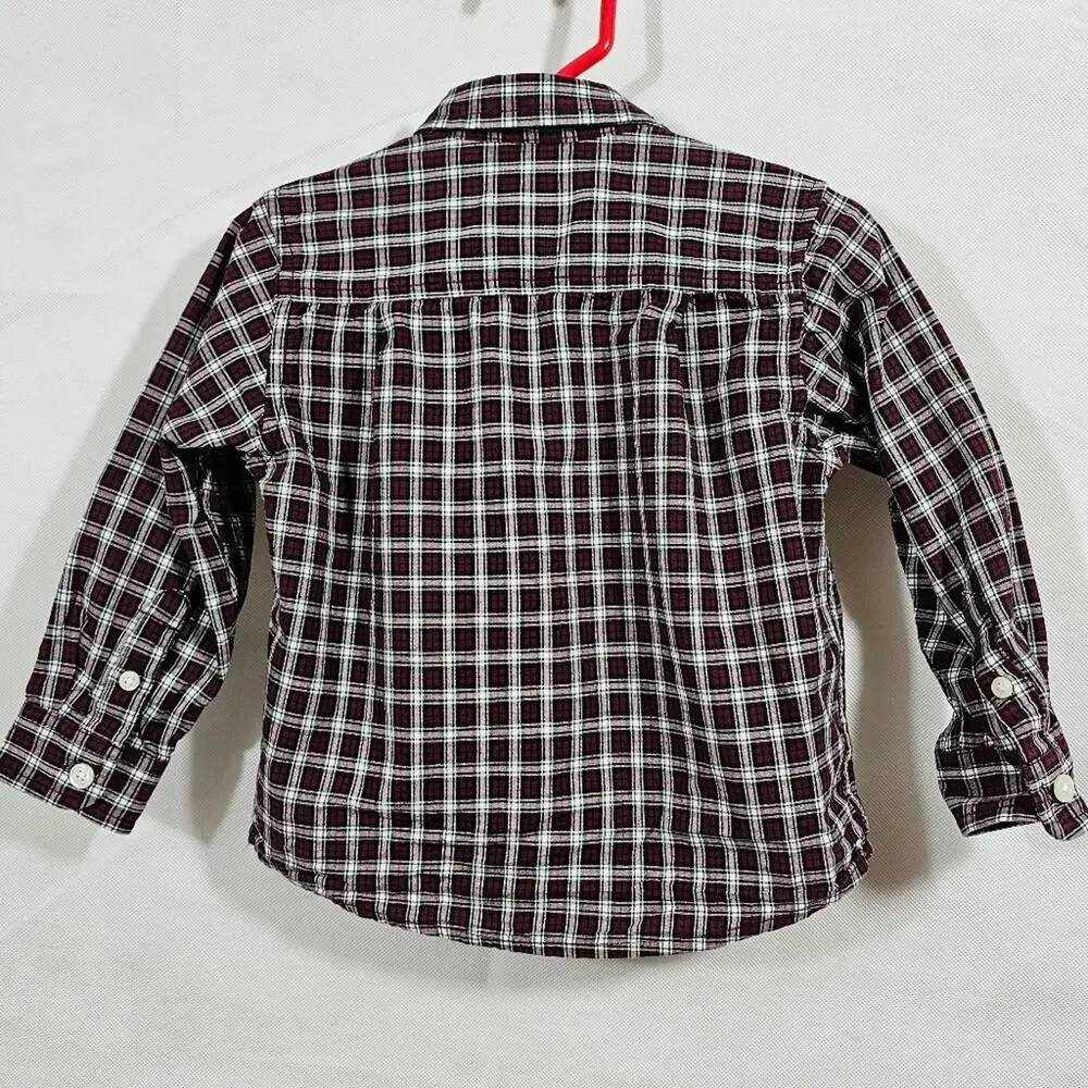 The Children's Place Infant Boy's Button-Down Red Plaid Oxford Shirt 18-…